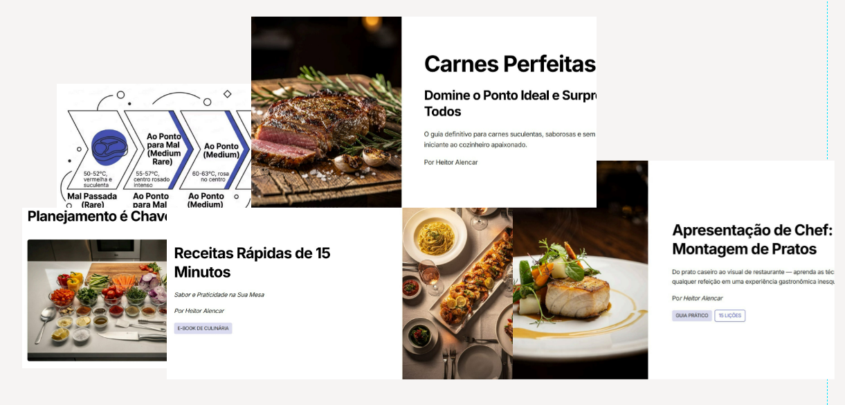 Prévia dos bônus: Carnes Perfeitas, Receitas Rápidas e Apresentação de Chef